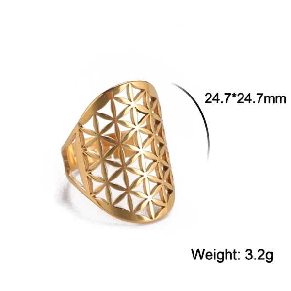 bague fleur de vie Vintage réglable en acier… – Ailes d’Ange – Image 16