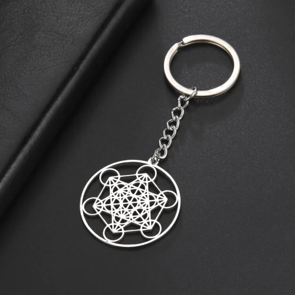 archange Metatron Cube porte-clés en acier inoxydable… – Ailes… – Image 17