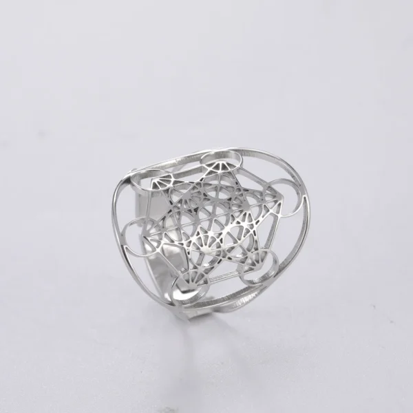 ange sceau archange Metatron Cube anneau femmes acier… – Rune… – Image 17