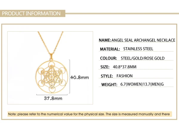 collier Cube d'ange sceau archange Metatron, en acier… – Lueur… – Image 19
