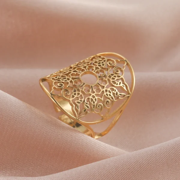 bague ajustable en filigrane géométrique pour femmes,… – Rune… – Image 2