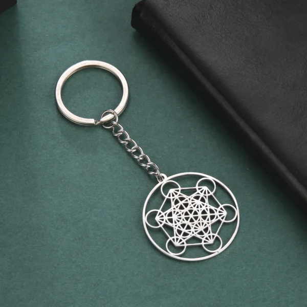 archange Metatron Cube porte-clés en acier inoxydable… – Ailes… – Image 4