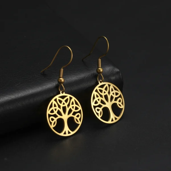 boucles d'oreilles Vintage en acier inoxydable, arbre… – Lueur… – Image 14