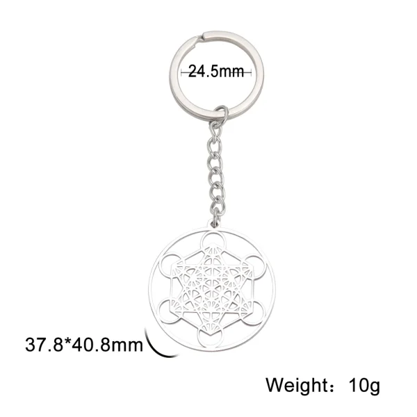 archange Metatron Cube porte-clés en acier inoxydable… – Ailes… – Image 6