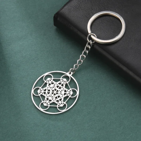 archange Metatron Cube porte-clés en acier inoxydable… – Ailes… – Image 3