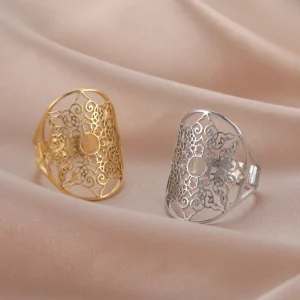 bague ajustable en filigrane géométrique pour femmes,… – Rune…