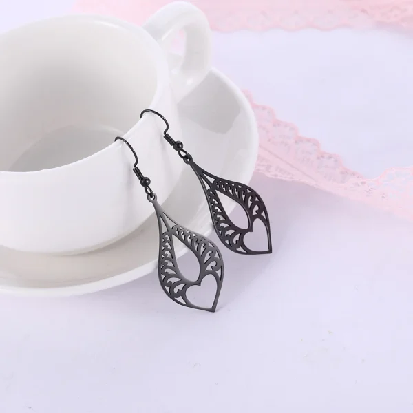 Boucles d'Oreilles Pendantes en Forme de Cœur pour… – Ailes… – Image 3