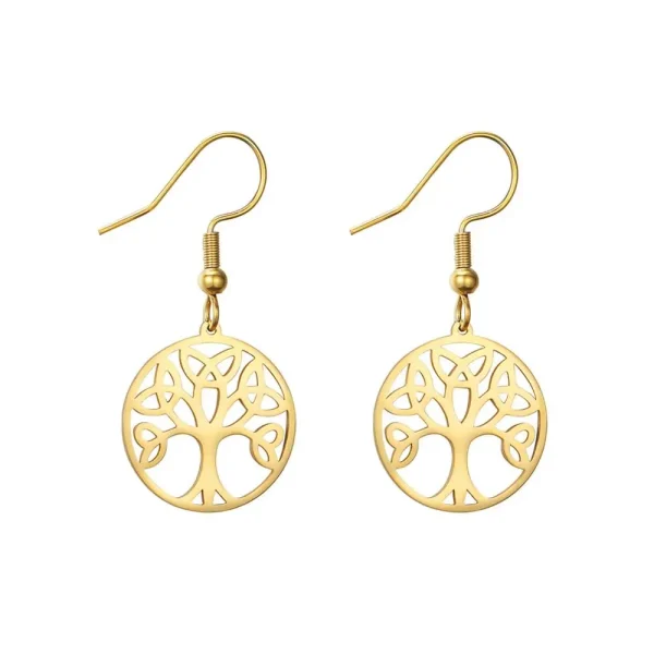boucles d'oreilles Vintage en acier inoxydable, arbre… – Lueur… – Image 7