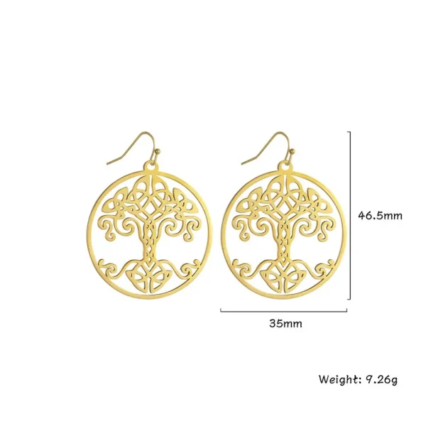 boucles d'oreilles Vintage couleur or, arbre de vie,… – Ailes… – Image 7