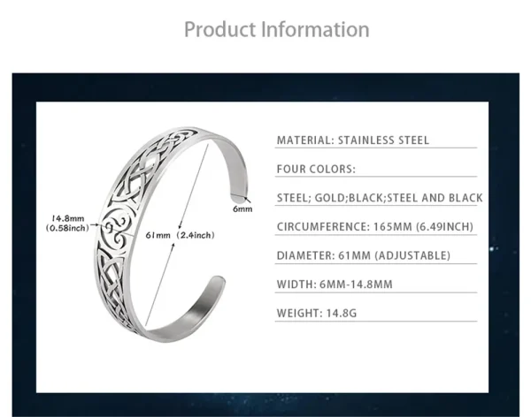 Bracelets en acier inoxydable Valknut Triskelion… – Rune de… – Image 21