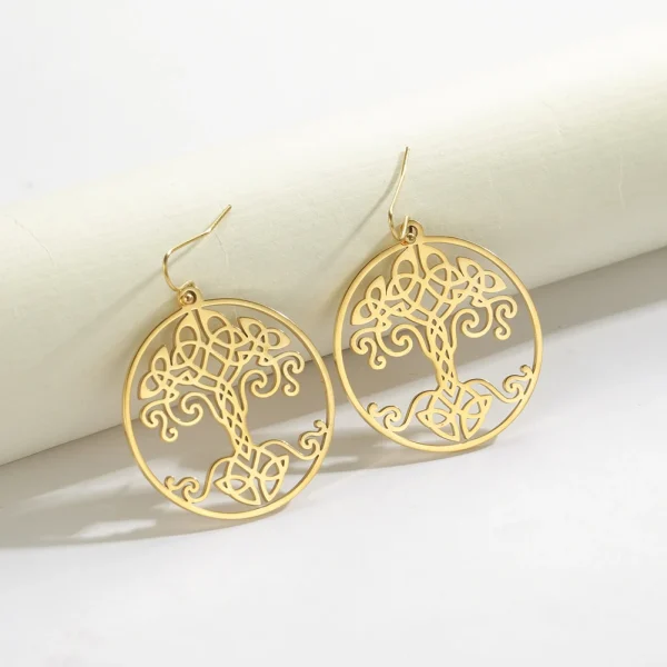 boucles d'oreilles Vintage couleur or, arbre de vie,… – Ailes… – Image 23