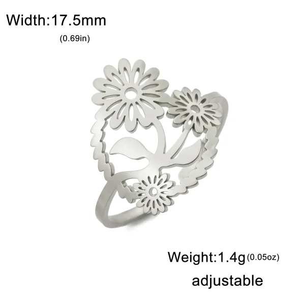 Destroy AndrFlower-Bagues ouvertes réglables pour… – Ailes… – Image 7