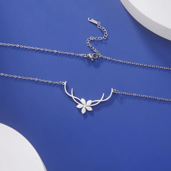 Collier Pendentif Fleur Romantique pour Femme, Acier… – Rune de… – Image 6