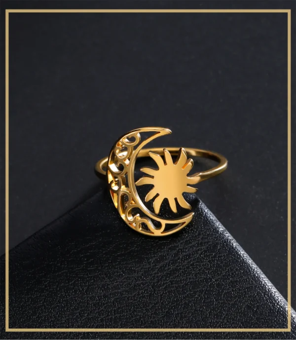 bague soleil en forme de croissant de lune pour… – Ailes d’Ange – Image 9