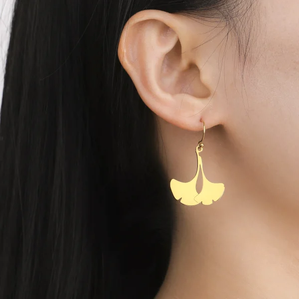 boucles d'oreilles pendantes en forme de feuille de… – Chant… – Image 4