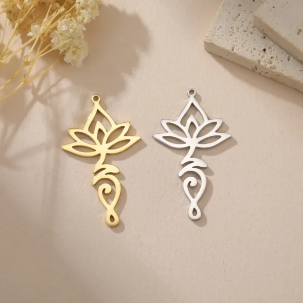 3 pièces/lot Unalome fleur de Lotus collier boucle d'oreille… – Image 6