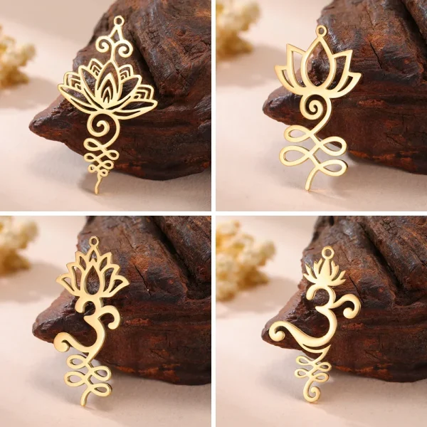 3 pièces/lot Unalome fleur de Lotus collier boucle d'oreille… – Image 2