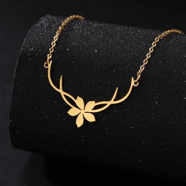 Collier Pendentif Fleur Romantique pour Femme, Acier… – Rune de… – Image 18
