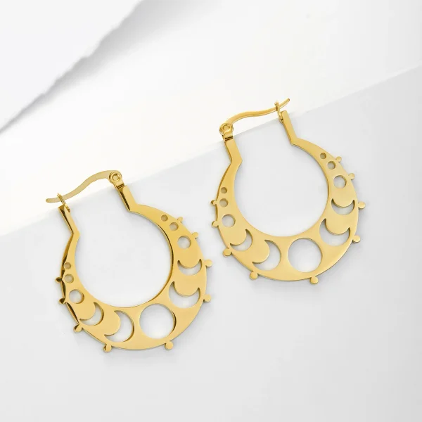 Boucles d'oreilles créoles en acier inoxydable Phase de… –… – Image 4