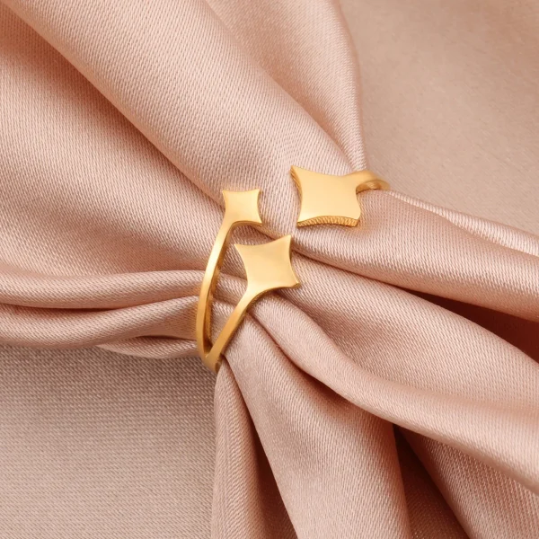Four Pointed Star Open Ring for Women Stainless Steel… – Éclat… – Image 11