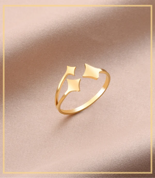 Four Pointed Star Open Ring for Women Stainless Steel… – Éclat… – Image 8