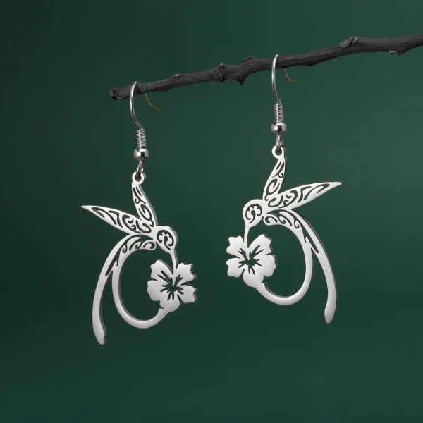 boucles d'oreilles pendantes en forme de fleur de… – Chant des… – Image 2