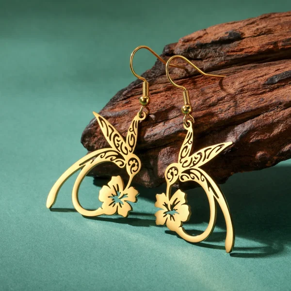 boucles d'oreilles pendantes en forme de fleur de… – Chant des… – Image 3