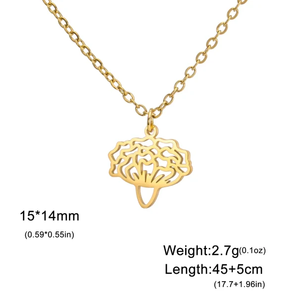 Collier pendentif fleurs pour femme, acier inoxydable,… – Ailes… – Image 29