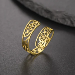 bagues réglables en forme de fleur de Lotus pour… – Ailes d’Ange
