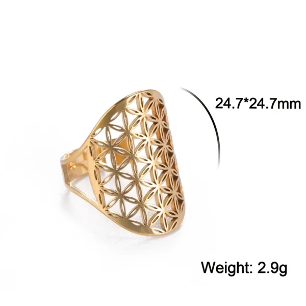 Bague Géométrique Sacrée Fleur de Vie pour Femme, Acier… –… – Image 12