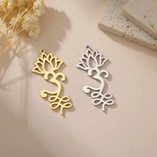 3 pièces/lot Unalome fleur de Lotus collier boucle d'oreille… – Image 5
