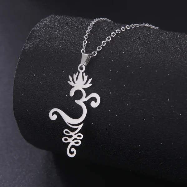 fleur de Lotus Yoga Om Unalome pendentif collier en… – Éclat… – Image 35