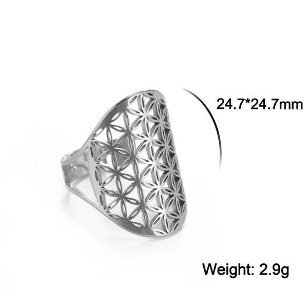 Bague Géométrique Sacrée Fleur de Vie pour Femme, Acier… –… – Image 11