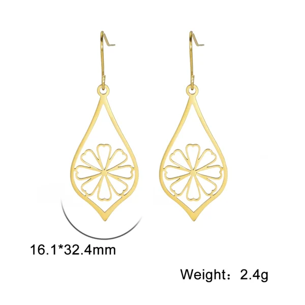 Lotus Dangle Earrings 2025 Stainless Steel Bohemian… – Ailes… – Image 10