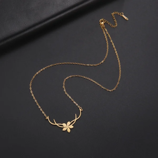 Collier Pendentif Fleur Romantique pour Femme, Acier… – Rune de… – Image 5