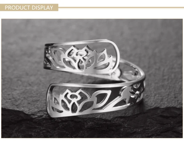 bagues réglables en forme de fleur de Lotus pour… – Ailes d’Ange – Image 11