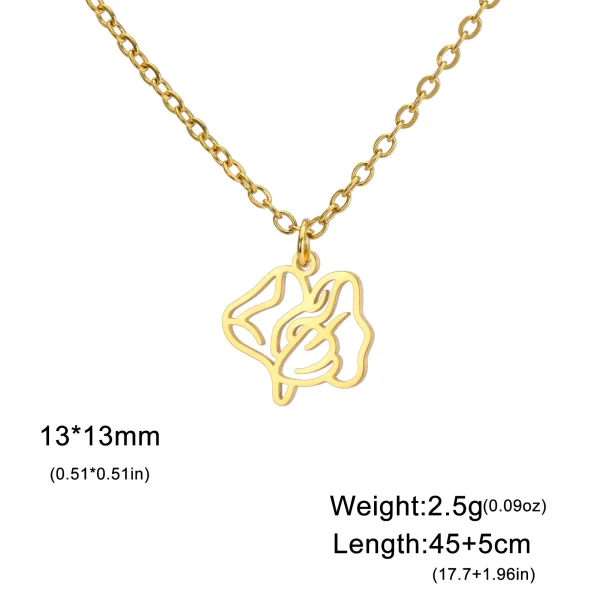 Collier pendentif fleurs pour femme, acier inoxydable,… – Ailes… – Image 19