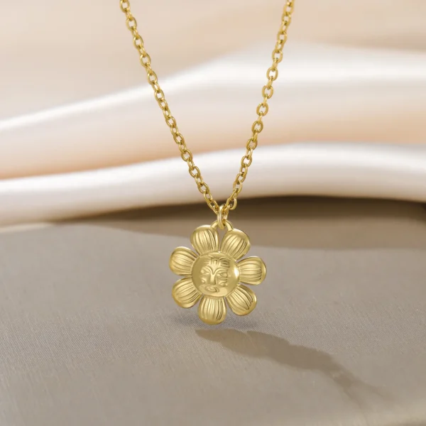 Flower Pendant Necklace for Women Girls Stainless Steel… –… – Image 21