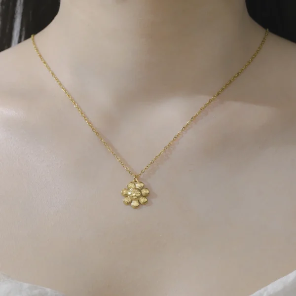 Flower Pendant Necklace for Women Girls Stainless Steel… –… – Image 23