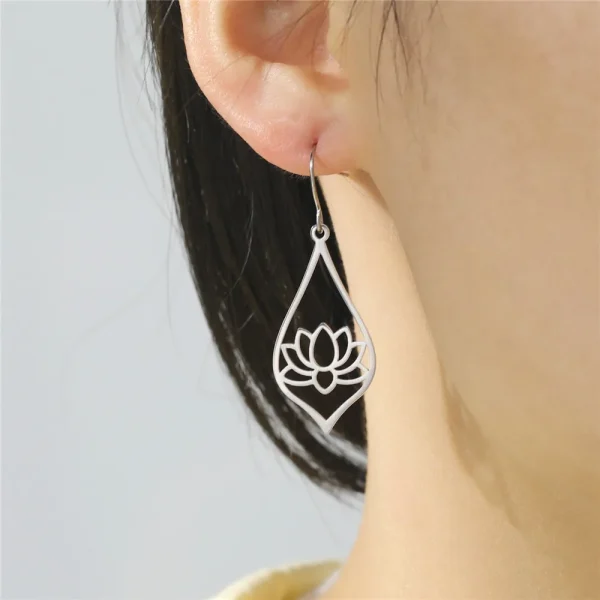 Lotus Dangle Earrings 2025 Stainless Steel Bohemian… – Ailes… – Image 23