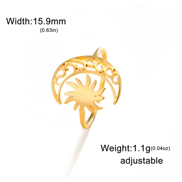 bague soleil en forme de croissant de lune pour… – Ailes d’Ange – Image 6