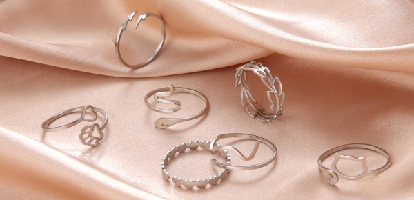 Bague Ouverte Imprimée Patte de Lune pour Femme, Acier… – Éclat… – Image 9