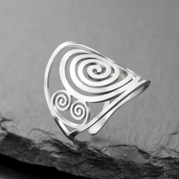 Bague ouverte géométrique en spirale Bagues larges réglables en… – Image 15
