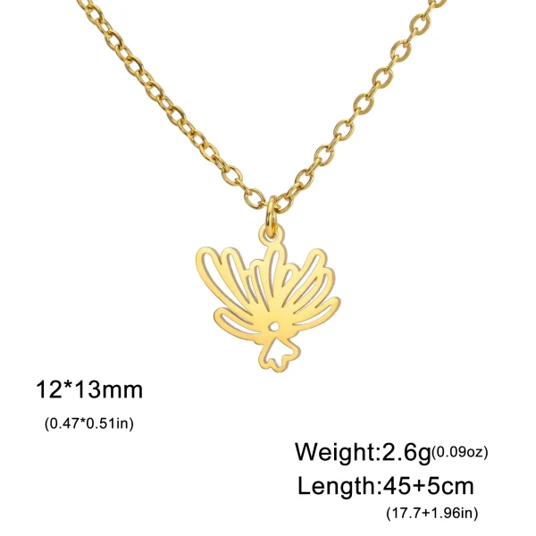 Collier pendentif fleurs pour femme, acier inoxydable,… – Ailes… – Image 14