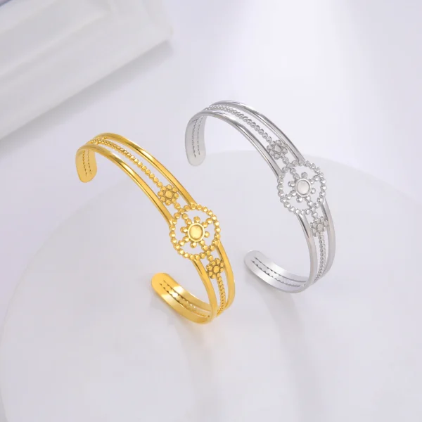 Bracelet manchette soleil en acier inoxydable pour… – Chant des… – Image 4