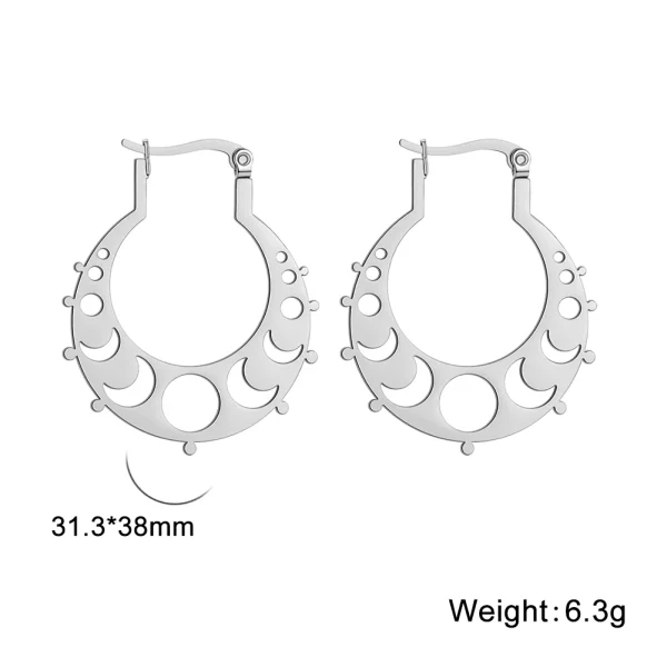 Boucles d'oreilles créoles en acier inoxydable Phase de… –… – Image 8
