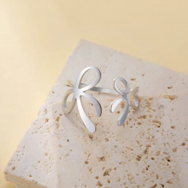 bagues ouvertes à nœud papillon pour femmes, en acier… – Chant… – Image 2