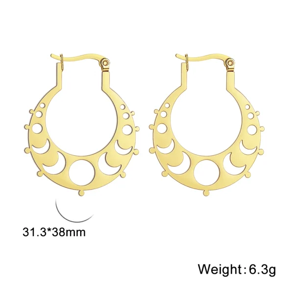 Boucles d'oreilles créoles en acier inoxydable Phase de… –… – Image 6