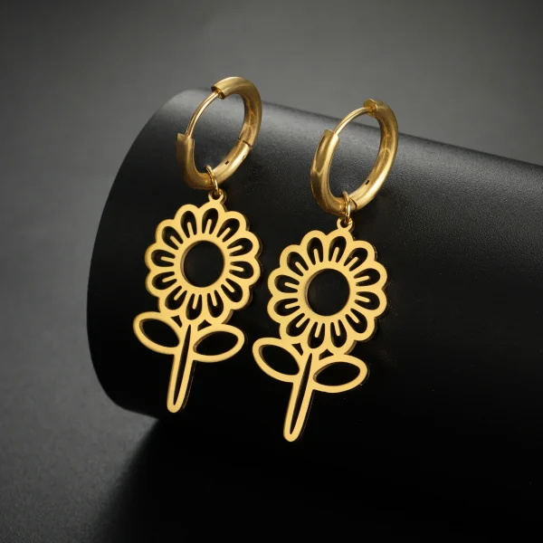 Boucles d'oreilles pendantes de fleurs mignonnes pour… – Chant… – Image 4