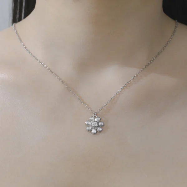 Flower Pendant Necklace for Women Girls Stainless Steel… –… – Image 24